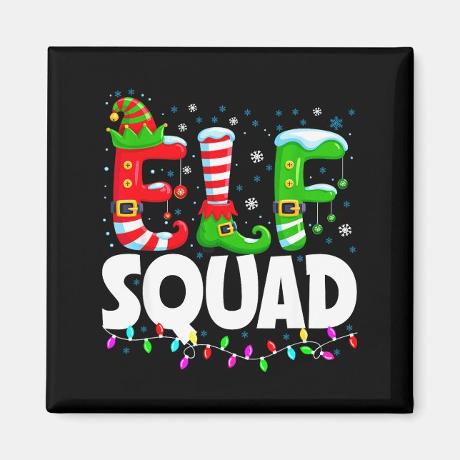 Imán Elf Squad Christmas Family Matching Xmas Pajamas  (Frente)