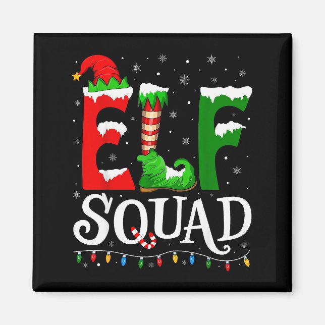Imán Elf Squad Funny Christmas Family Pajamas  (Frente)