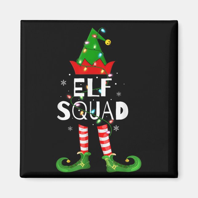 Imán Elf Squad Xmas Matching Family Pajamas Funny Elf C (Frente)