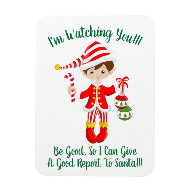 Imán Elf Te Vigila Santa Navidades Fridge Magnet (Vertical)