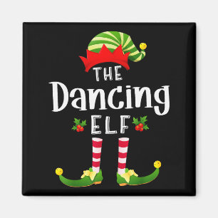 Imán Elfo de Navidad Bailando Pijama a Juego Fiesta de