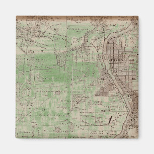 Imán Elgin Illinois 1870 Planta Map Fox River Downtown