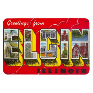 Imán Elgin Illinois IL Gran Letra Magnet Postcard Magne