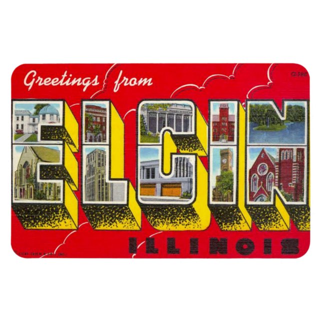 Imán Elgin Illinois IL Gran Letra Magnet Postcard Magne (Horizontal)