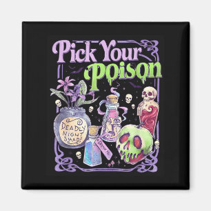 Imán Elige tu veneno Gráfico retro de Halloween gótico
