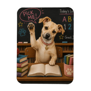 Imán ¡Elígeme! Perro Escolar Adorable Levantando la Pat