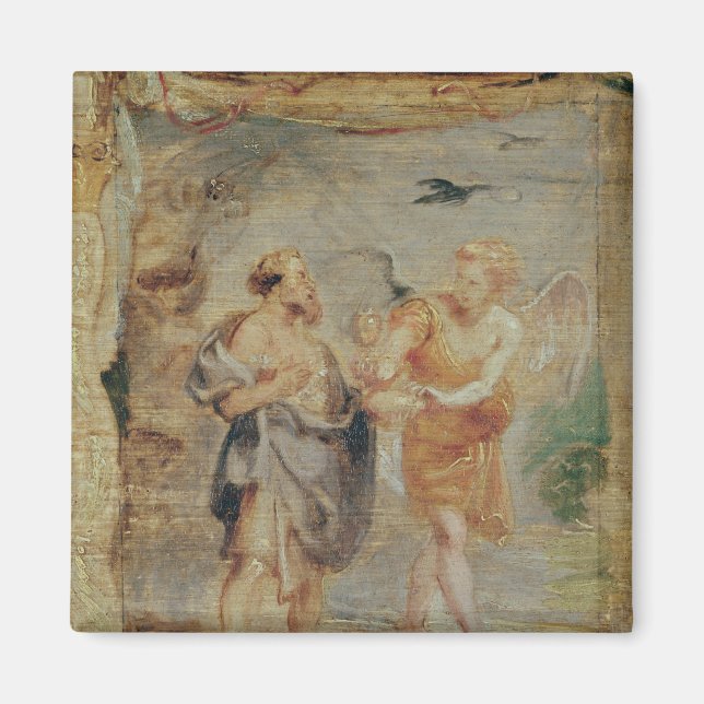 Imán Elijah recibe pan y agua de un ángel (Frente)