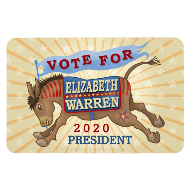 Imán Elizabeth Warren Presidente 2020 Demócrata Donkey (Horizontal)