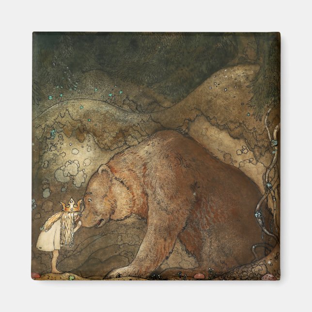Imán “Ella besó al oso” de John Bauer (Frente)