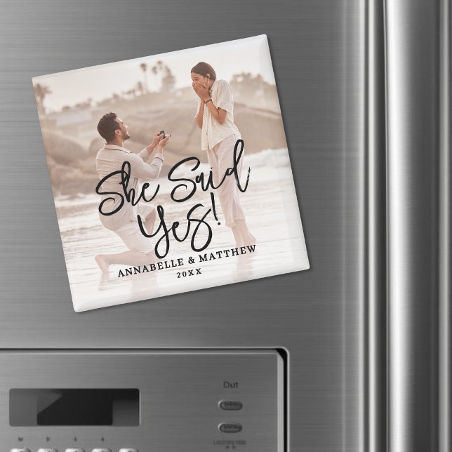 Imán Ella Dijo Sí Foto de Compromiso (She Said Yes Engagement Photo Magnet)