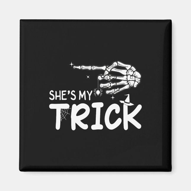 Imán Ella es mi trick Couples Skeleton Halloween (Frente)