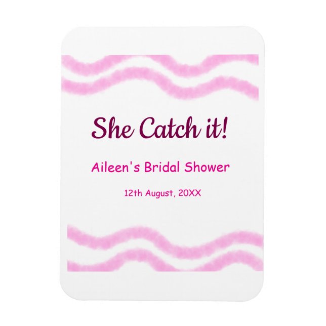 Imán Ella lo atrapa espiral rosa líneas acuarela nupcia (Vertical)