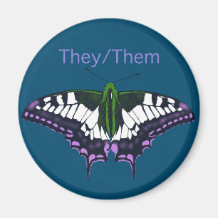 Imán Ellas/ellas Orgullo no binario Mariposa Trasera