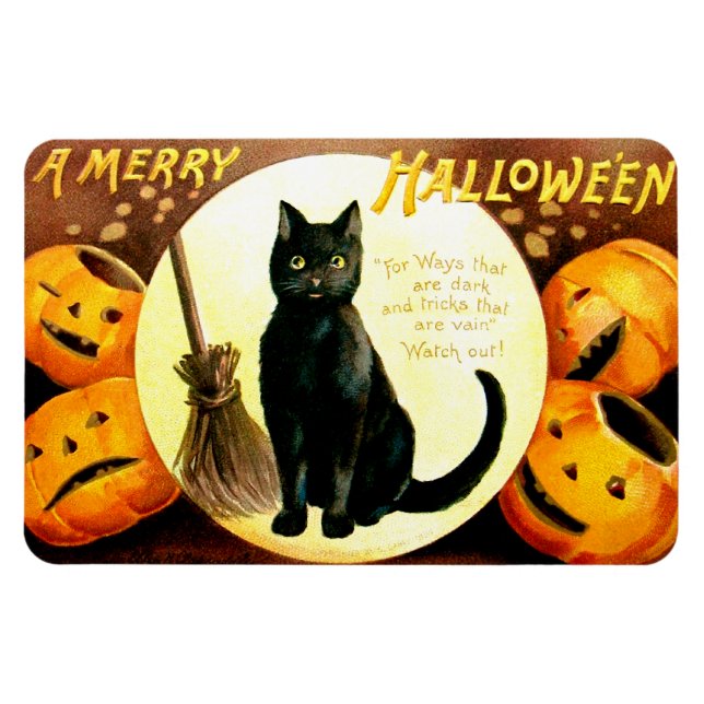 Imán Ellen H. Clapsaddle: Gato de Halloween (Horizontal)