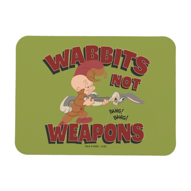 Imán ELMER FUDD™ & BUGS BUNNY™ "Wabbits Not Weapons" (Horizontal)