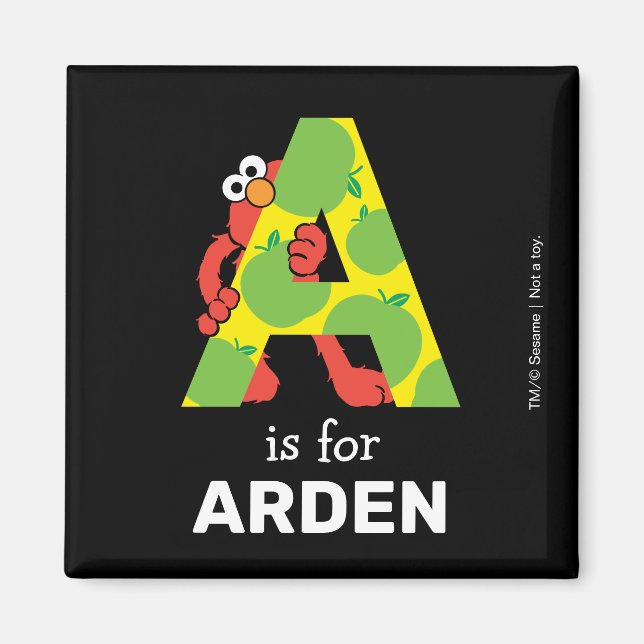 Imán Elmo Alphabet | Una manzana (Frente)