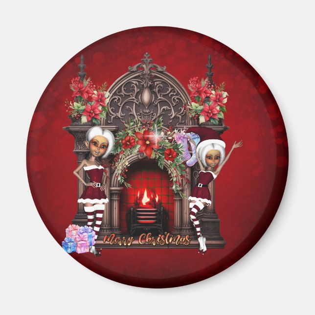 Imán Elves está esperando a los Navidades (Frente)