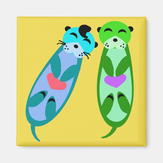 Imán Elvis Otter y Friend with Hearts (Frente)