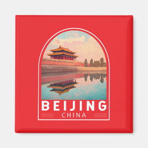 Imán Emblema de arte de viaje de Beijing China