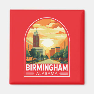 Imán emblema de arte de viaje de Birmingham Alabama