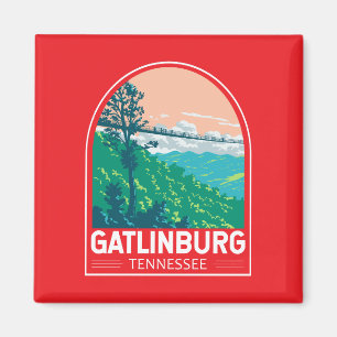 Imán Emblema de arte de viaje de Gatlinburg Tennessee