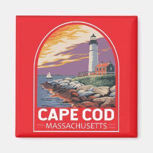 Imán Emblema de arte de viajes de Cape Cod Massachusett