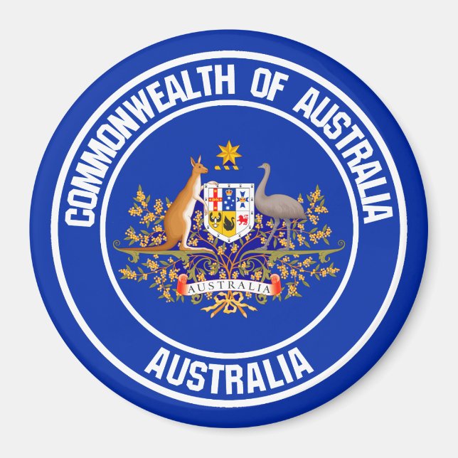 Imán Emblema de Australia redonda (Frente)
