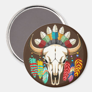 Imán Emblema de cráneo de búfalo nativo americano