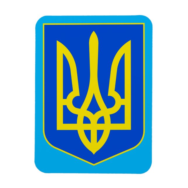 Imán Emblema de Estado de Ucrania Tridente Dorado Arte  (Vertical)