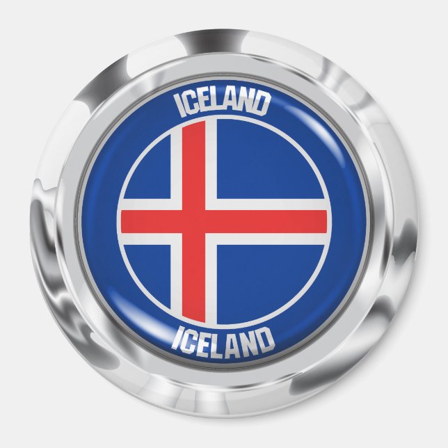 Imán Emblema de Islandia redonda (Frente)
