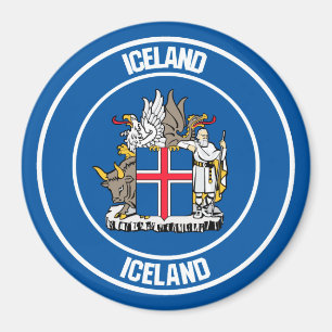 Imán Emblema de Islandia redonda