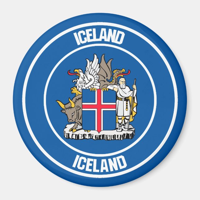 Imán Emblema de Islandia redonda (Frente)
