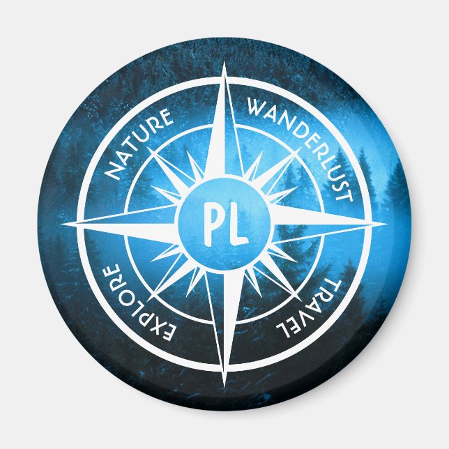 Imán Emblema de la estrella de la brújula monograma nie (Frente)