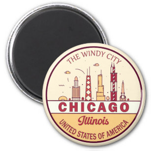 Imán Emblema de la línea aérea de Chicago Illinois