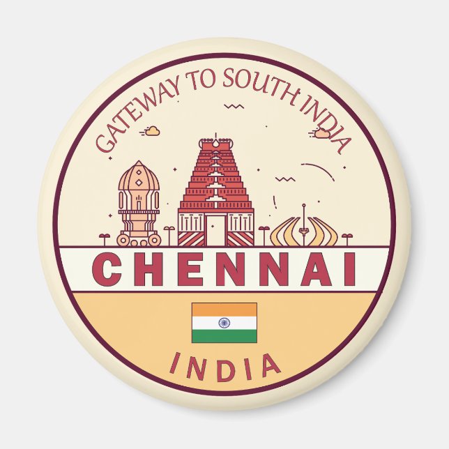 Imán Emblema de la línea aérea de la ciudad de Chennai  (Frente)