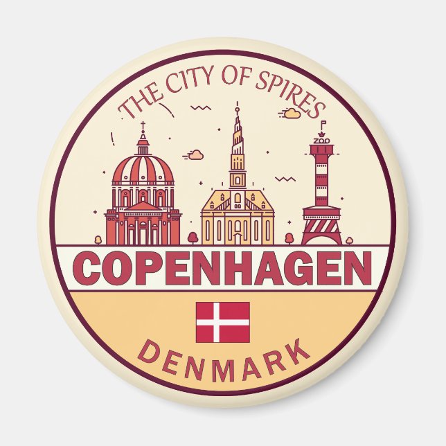 Imán Emblema de la línea aérea de la ciudad de Copenhag (Frente)