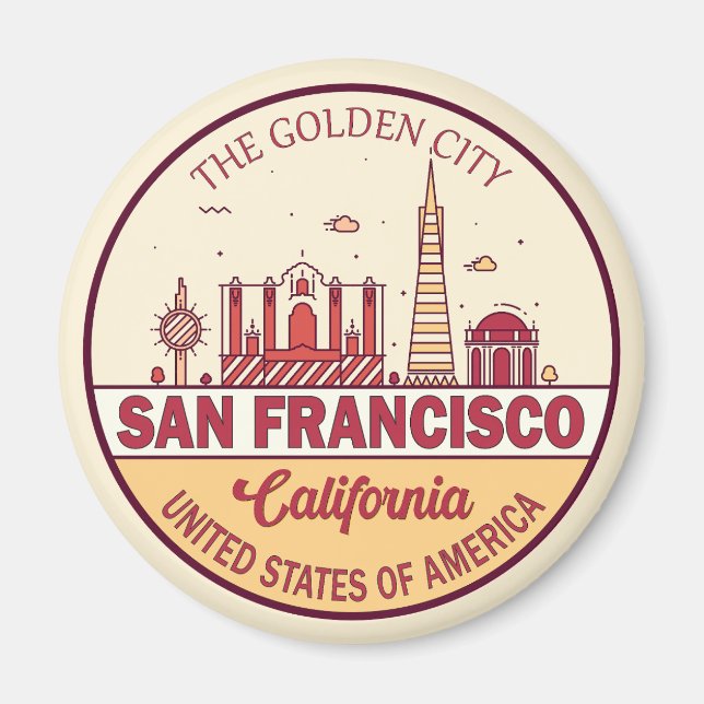 Imán Emblema de la línea aérea de la ciudad de San Fran (Frente)