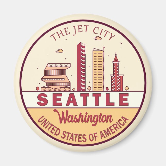 Imán Emblema de la línea aérea de la ciudad de Seattle  (Frente)