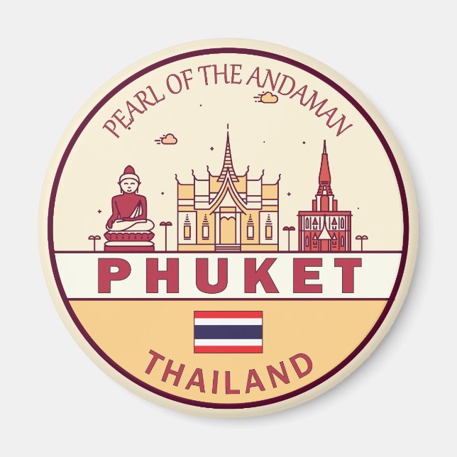 Imán Emblema de la línea aérea de Phuket Thailand City (Frente)