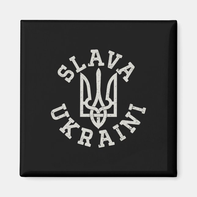 Imán Emblema de tridente ucraniano Salva Ucrania Resist (Frente)