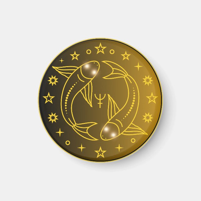 Imán Emblema de Zodíaco Piscis | Símbolo Celestial Míni (Frente)