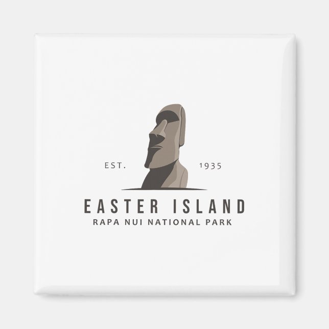 Imán Emblema del Parque Nacional Rapa Nui Isla de Pascu (Frente)