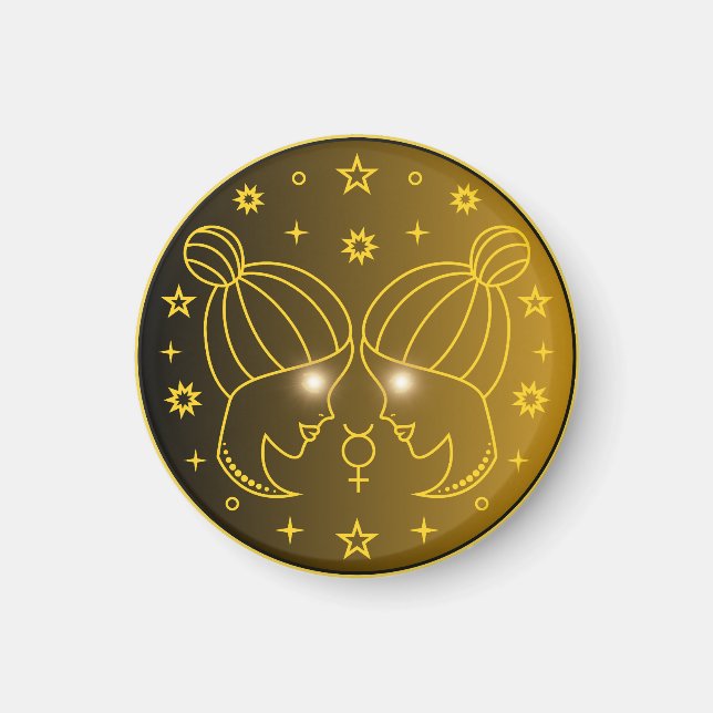 Imán Emblema del Zodíaco Géminis | Símbolo Celeste Mini (Frente)