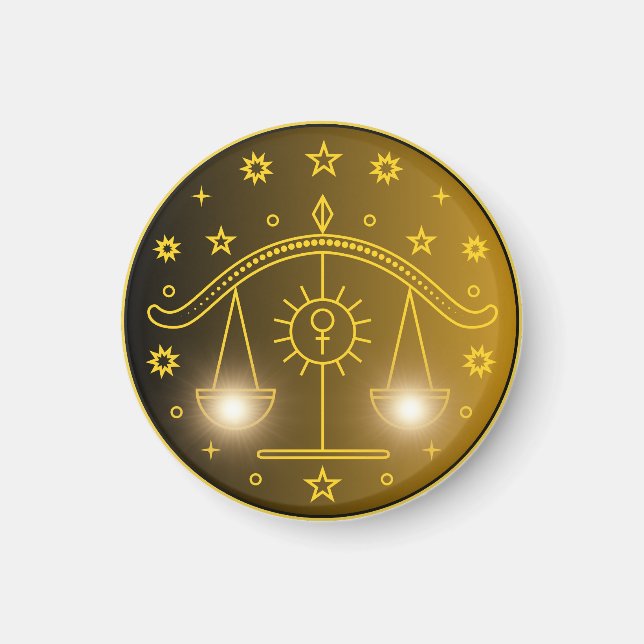 Imán Emblema del Zodiaco Libra | Símbolo Celestial Míni (Frente)