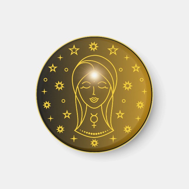 Imán Emblema del Zodiaco Virgo | Símbolo Celestial Míni (Frente)