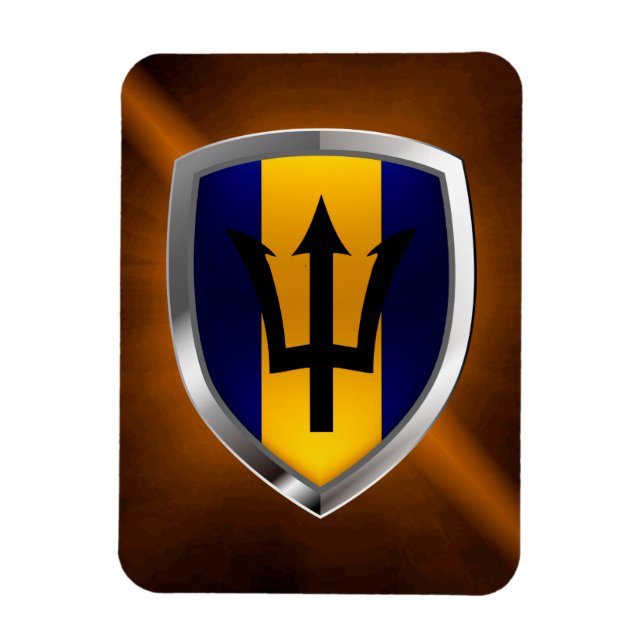 Imán Emblema metálico de Barbados (Vertical)