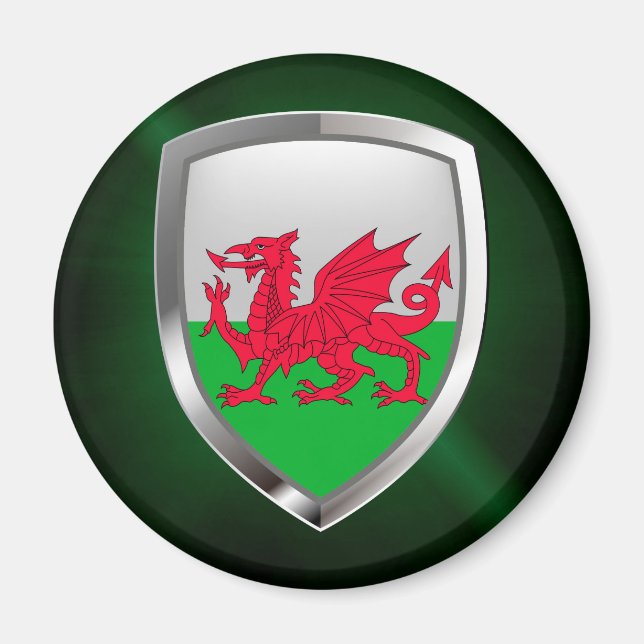 Imán Emblema metálico de Gales (Frente)