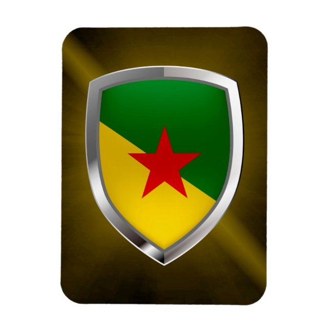 Imán Emblema metálico de Guyana Francesa (Vertical)