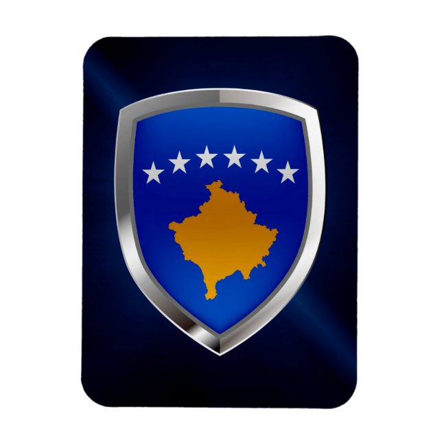 Imán Emblema metálico de Kosovo (Vertical)