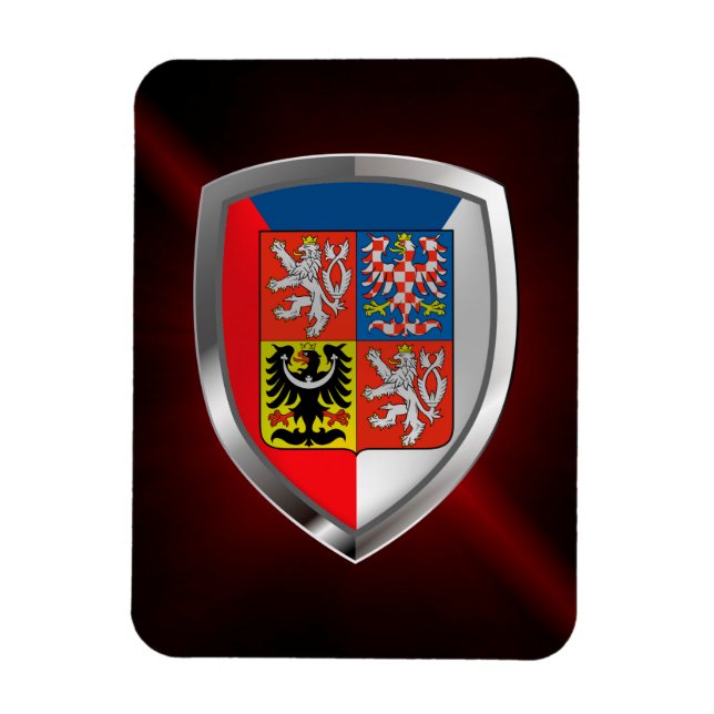 Imán Emblema metálico de la República Checa (Vertical)
